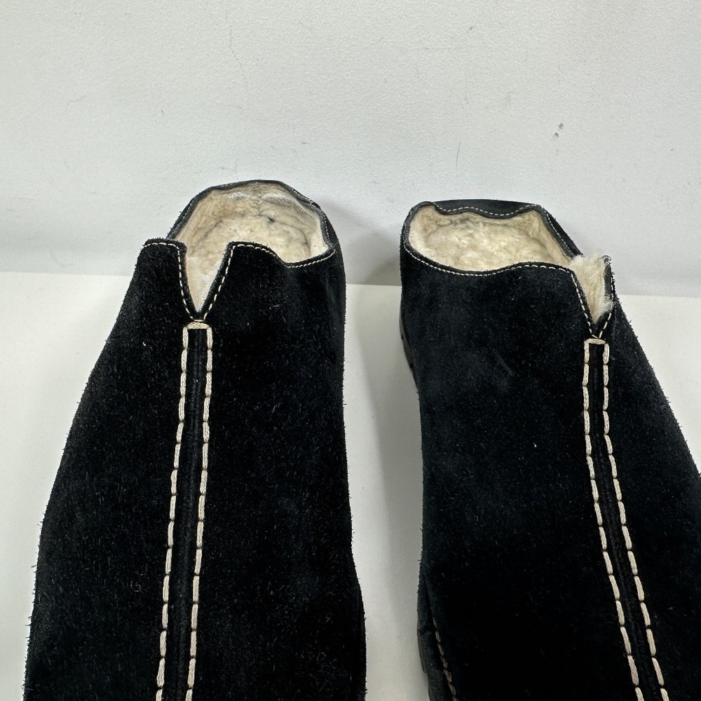 Cole Haan Women's Shoe Size 10B Suede Mule Clogs Faux Fur-Lined Black - Picture 7 of 14